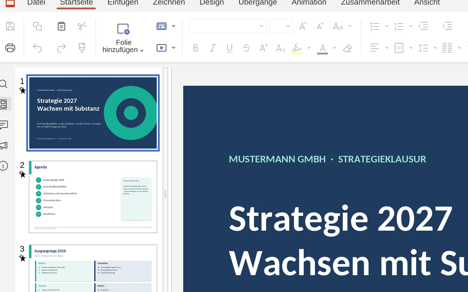 Vertraute Bedienelemente in Präsentationen
